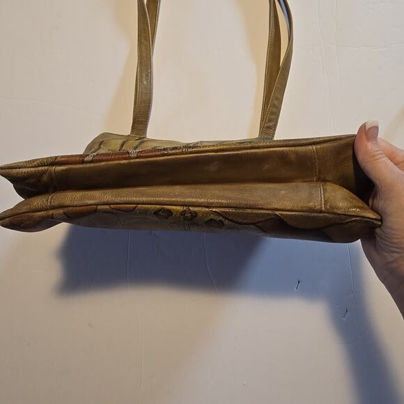 Anuschka Hand-Painted Leather Handbag Purse LG Animal Print Floral Art-to-wear - Picture 8 of 16